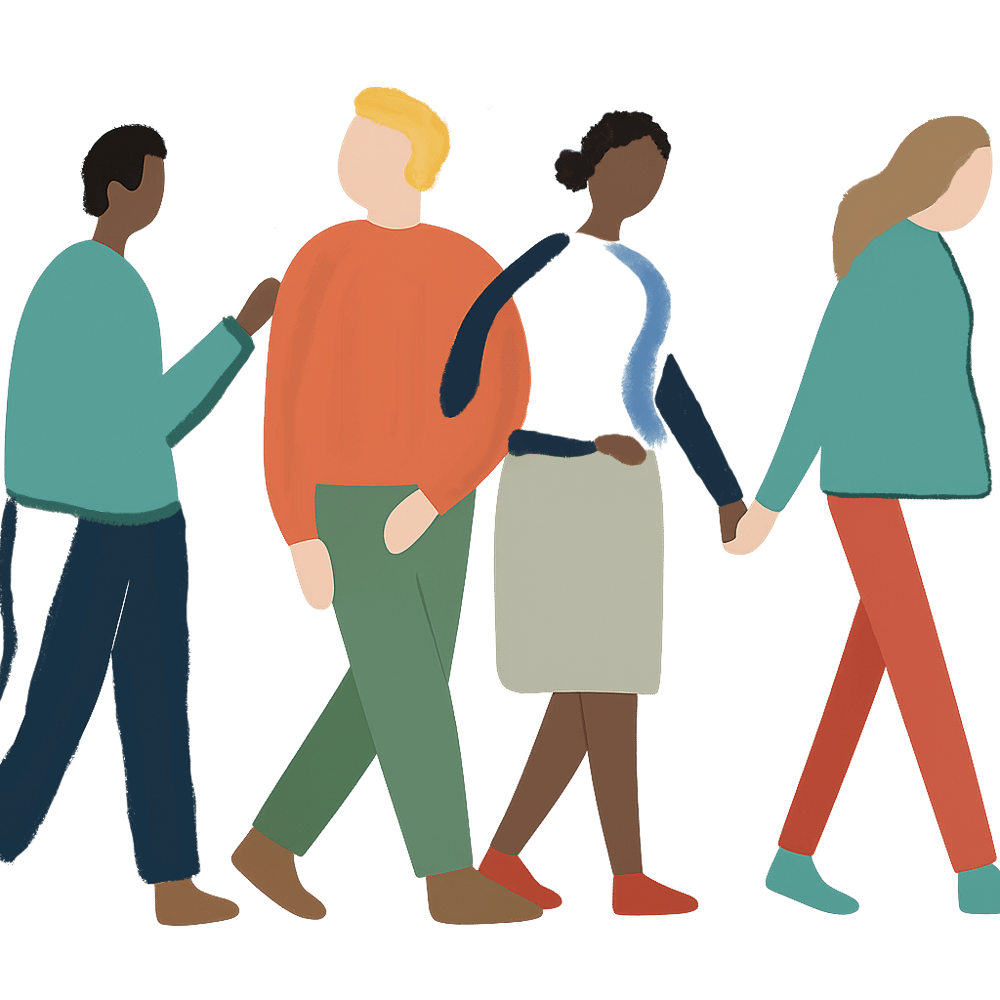 Watercolor - walking people