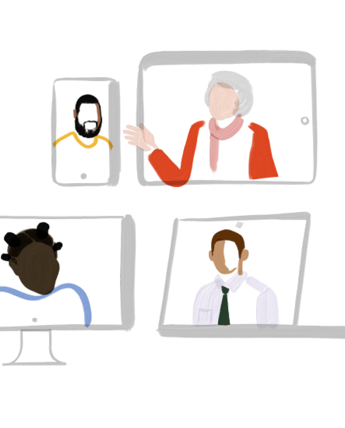 zoom call - watercolor illustration