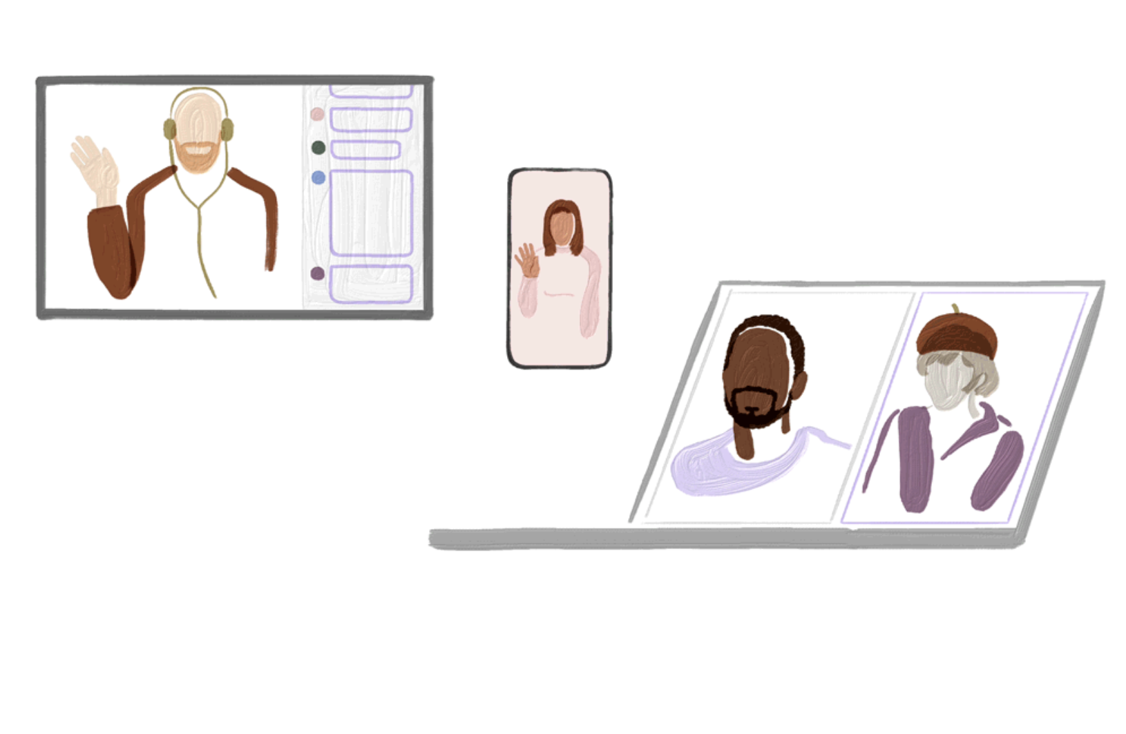 zoom calls - watercolor