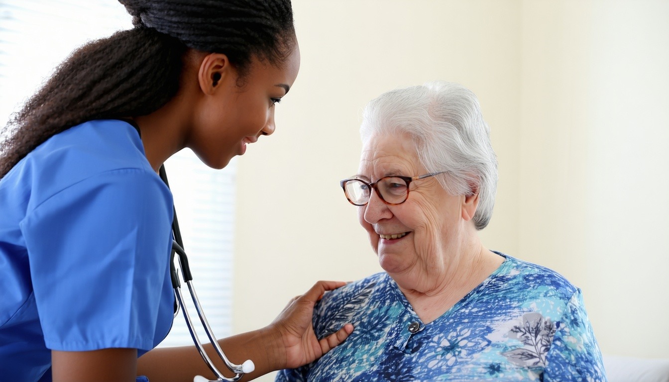 a home health care caregiver helping someone at home