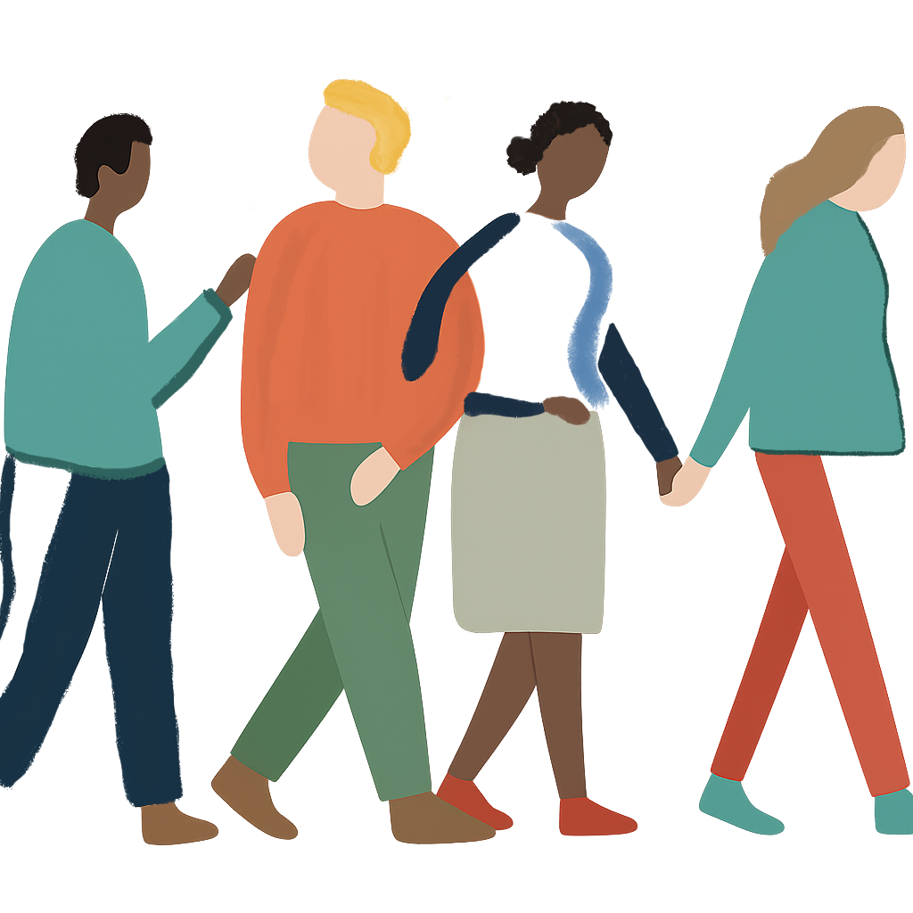 Watercolor - walking people