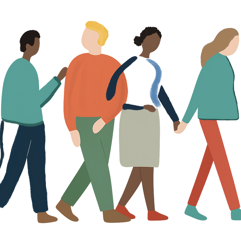 Watercolor - walking people