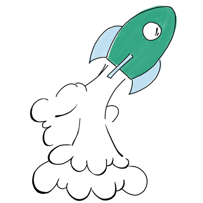 watercolor - rocket launch