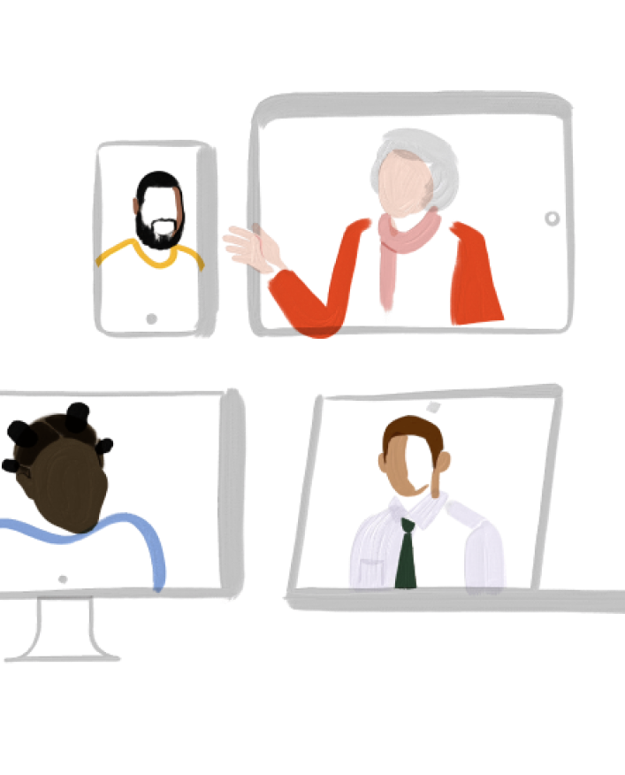 zoom call - watercolor illustration