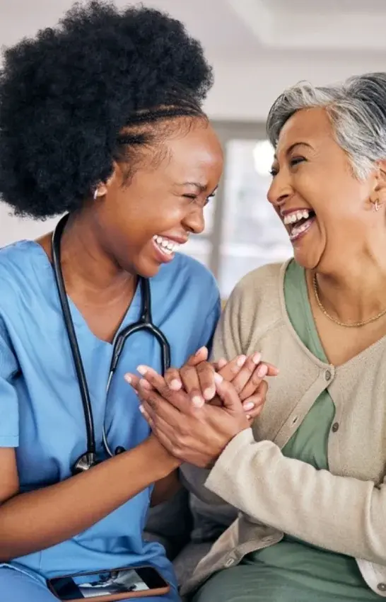 nurse-and-woman-laughing