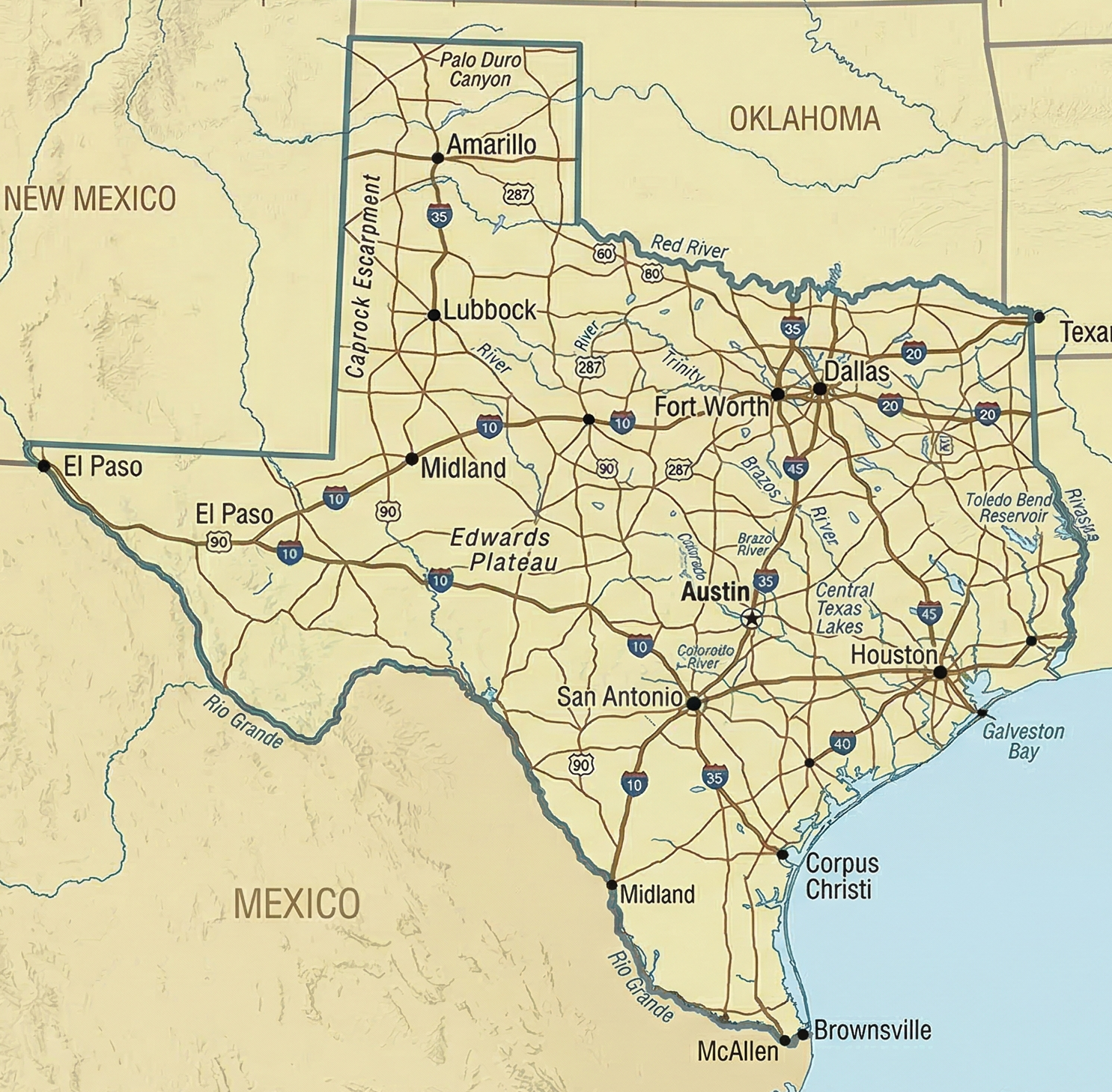 Texas state map.