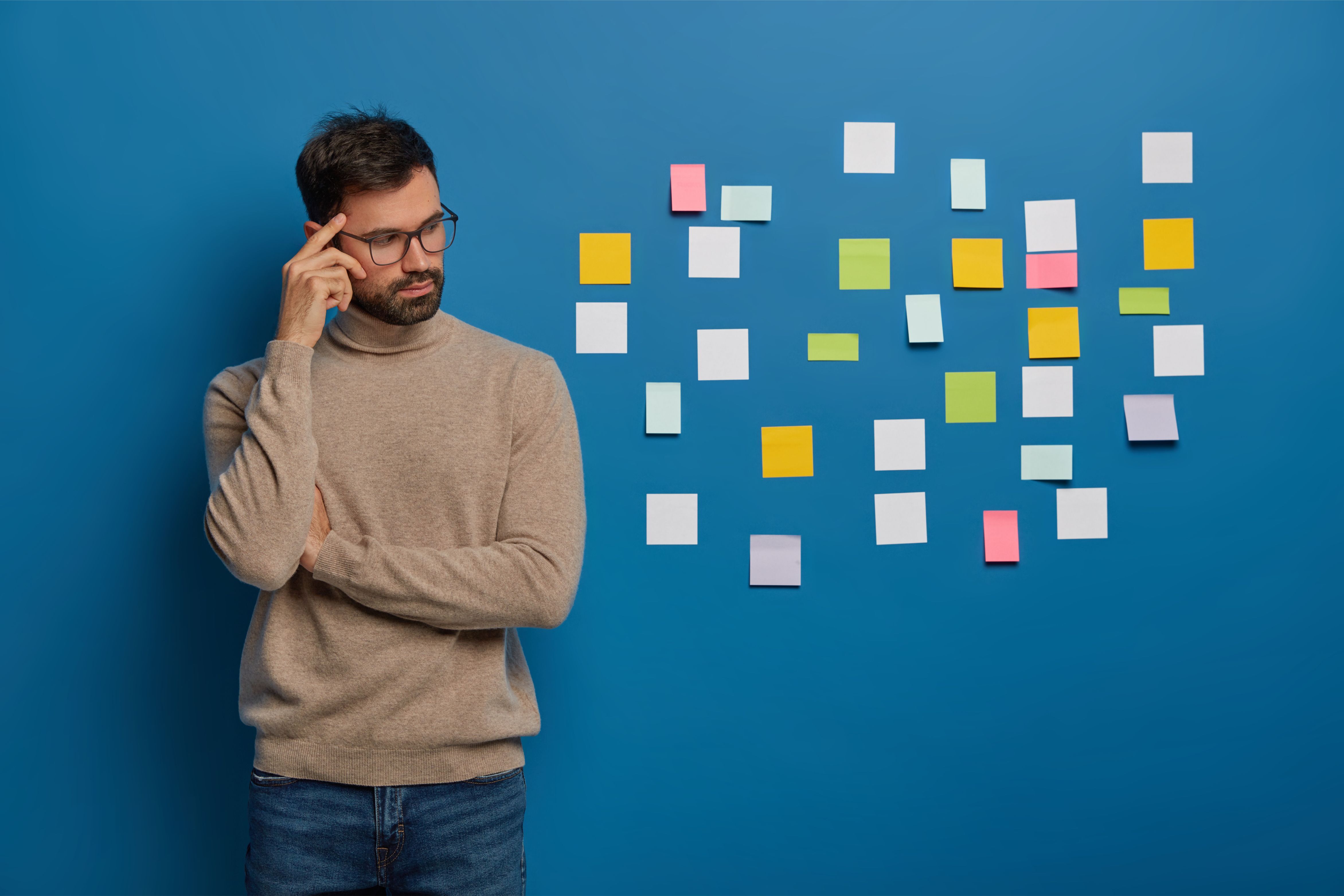 Man reviewing options.