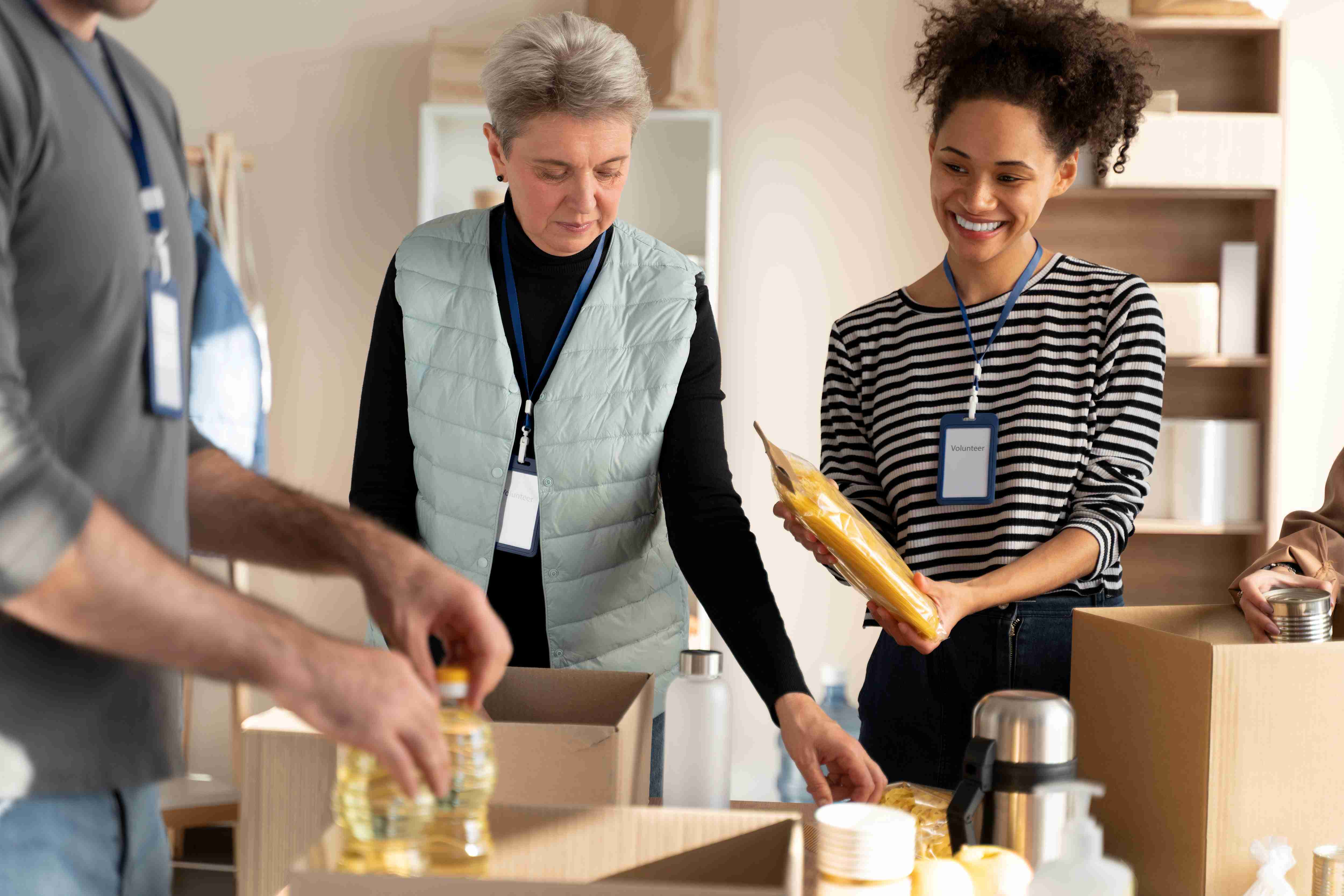 Employees smiling while working nonprofit retail