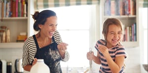 mom and daughter in kitchen